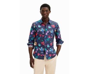 Desigual Camiseta de Manga Larga para Hombre, Azul, M