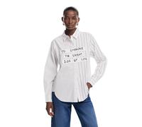 Desigual Camiseta de Manga Larga para Mujer Blouse, Blanco, S