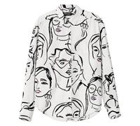 Desigual Camiseta de Manga Larga para Mujer Blouse, Blanco, XS
