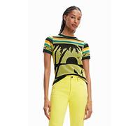 Desigual Camiseta de Mujer, Amarillo, S