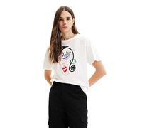 Desigual Camiseta de Mujer, Blanco, S