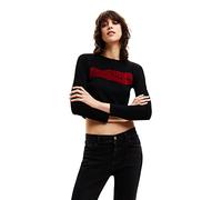 Desigual Camiseta de Mujer, Negro, XS