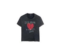 Desigual Camiseta gris claro / gris moteado / rojo L gris claro / gris moteado / rojo