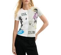 Desigual Camiseta Manga Corta de la colección Mujer, Blanco, XL