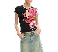 Desigual Camiseta Manga Corta de la colección Mujer, Negro, L