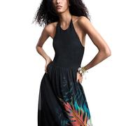 Desigual DAIKIRI Halter Dress, Negro/Blanco, L Women's