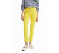 Desigual Denim_Octubre 8022 Pantalones Casuales, Amarillo, 44 para Mujer