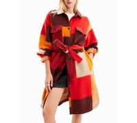 Desigual Desigual - Abrigo sobrecamisa cuadros de mujer. Naranja Talla 42