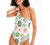 Desigual Desigual - Bañador tirante asimétrico soles de mujer. Blanco Talla 38