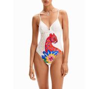 Desigual Desigual - Bañador tirantes felino de mujer. Blanco Talla 44