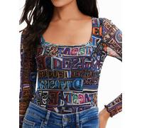 Desigual Desigual - Body tul logo arty de mujer. Negro Talla 46