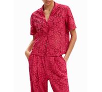 Desigual Desigual - Camisa corta resort encaje de mujer. Rojo Talla 38
