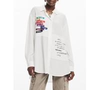 Desigual Camiseta de Manga Larga para Mujer, Blanco, M