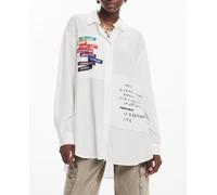 Desigual Camiseta de Manga Larga para Mujer, Blanco, XL