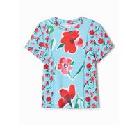 Desigual Desigual - Camiseta patch flores de niña. Turquesa Talla 9 años
