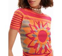 Desigual Desigual - Camiseta punto flor de mujer. Naranja Talla 36