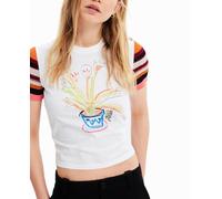 Desigual Desigual - Camiseta punto rayas de mujer. Blanco Talla 36