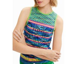 Desigual Desigual - Camiseta punto rayas de mujer. Verde anticuario Talla 42