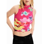Desigual Desigual - Camiseta sin mangas canalé flores de mujer. Rosa claro Talla 44