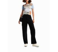 Desigual Desigual - Camiseta textura periódico de mujer. Azul claro Talla 38
