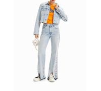 Desigual Desigual - Chaqueta vaquera corta flores de mujer. Azul claro Talla 38