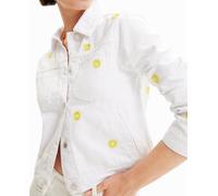 Desigual Desigual - Chaqueta vaquera margaritas de mujer. Blanco Talla 44