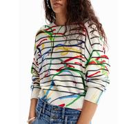 Desigual Desigual - Jersey corto rayas arty de mujer. Crudo Talla 42