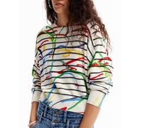 Desigual Desigual - Jersey corto rayas arty de mujer. Crudo Talla 44