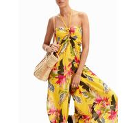 Desigual Desigual - Mono largo halter tropical de mujer. Amarillo Talla 44