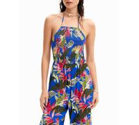 Desigual Desigual - Mono largo halter tropical de mujer. Azul Talla 42