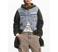 Desigual Desigual - Parca híbrida capucha Mickey de mujer. Verde militar Talla 36