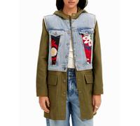 Desigual Desigual - Parka híbrida bordados 2 en 1 de mujer. Verde militar Talla 44