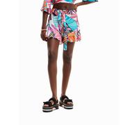 Desigual Desigual - Shorts volantes tropical de mujer. Blanco Talla 40