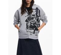 Desigual Desigual - Sudadera cremallera estampada M. Christian Lacroix de mujer. Gris Talla 40