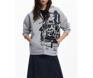 Desigual Desigual - Sudadera cremallera estampada M. Christian Lacroix de mujer. Gris Talla 42