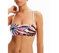 Desigual Desigual - Top bikini bandeau tropical de mujer. Blanco Talla 40