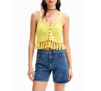 Desigual Desigual - Top cropped crochet de mujer. Amarillo Talla 36