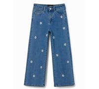 Desigual Desigual - Vaqueros Wide leg margaritas de niña. Denim Talla 7 años