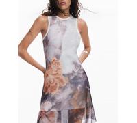 Desigual Desigual - Vestido asimétrico flores de mujer. Gris claro Talla 44