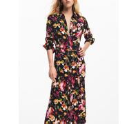 Desigual Desigual - Vestido camisero flores de mujer. Granate Talla 36