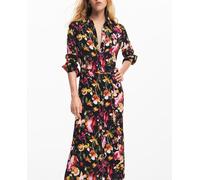 Desigual Desigual - Vestido camisero flores de mujer. Granate Talla 38