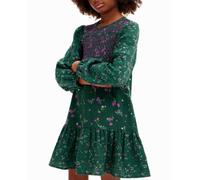 Desigual Desigual - Vestido camisero flores de niña. Verde anticuario Talla 7 años
