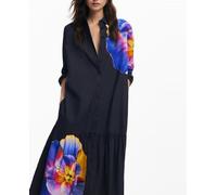 Desigual Vestido de Manga Larga para Mujer, Negro, S