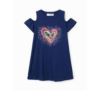 Desigual Desigual - Vestido camiseta cut-outs corazón de niña. Azul marino Talla 3 años