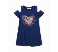 Desigual Desigual - Vestido camiseta cut-outs corazón de niña. Azul marino Talla 7 años
