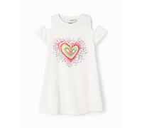 Desigual Desigual - Vestido camiseta cut-outs corazón de niña. Blanco Talla 7 años