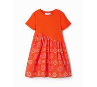 Desigual Desigual - Vestido combinado geometría de niña. Rojo Talla 11 años