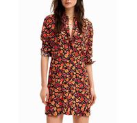 Desigual Desigual - Vestido corto camisero flores de mujer. Rojo Talla 36