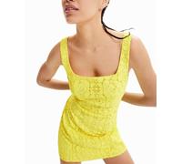 Desigual Desigual - Vestido corto encaje de mujer. Amarillo Talla 42