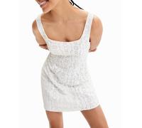 Desigual Desigual - Vestido corto encaje de mujer. Blanco Talla 42